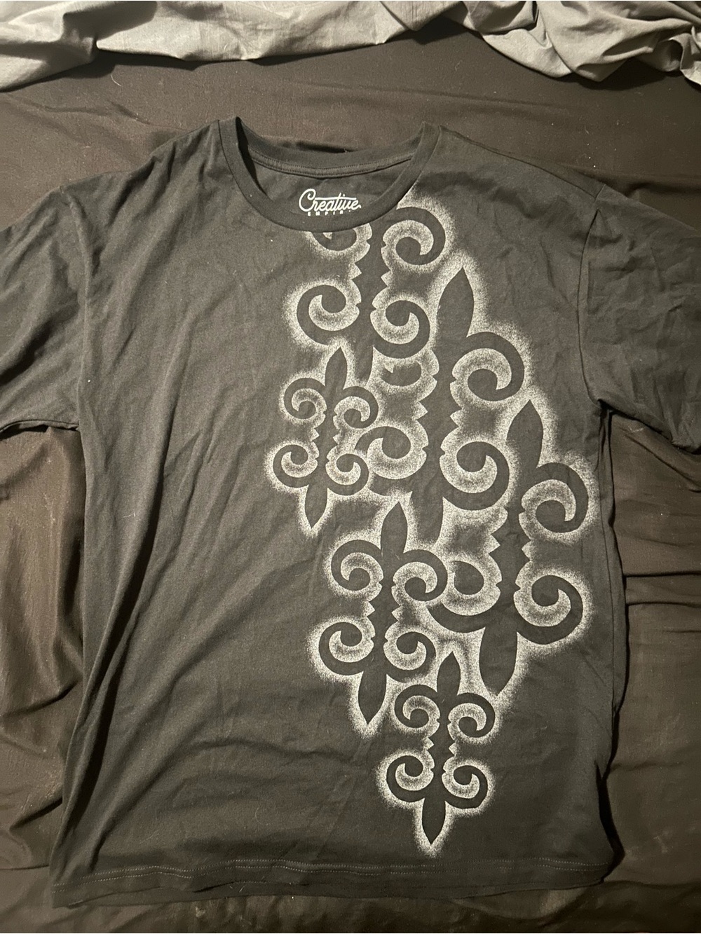 Creative Recreation Black Long Sleeve Tee with Gray Ornamental Graphic